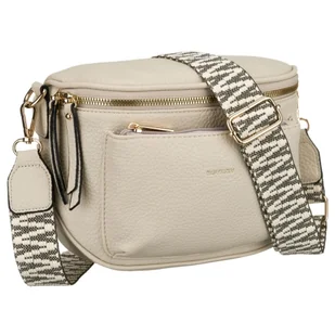 Listonoszka damska ze skóry ekologicznej w beżowym kolorze zamykana suwakiem - Rovicky - Torebki damskie - miniaturka - grafika 1