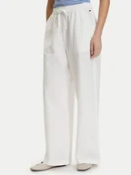 Spodnie damskie - Tommy Jeans Spodnie materiałowe DW0DW22285 Biały Loose Fit - miniaturka - grafika 1