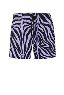 Spodenki damskie - HUGO Męskie szorty kąpielowe Zeb z szybkoschnącej tkaniny pochodzącej z recyklingu z nadrukiem zwierzęcym, Open Purple564, S - grafika 1