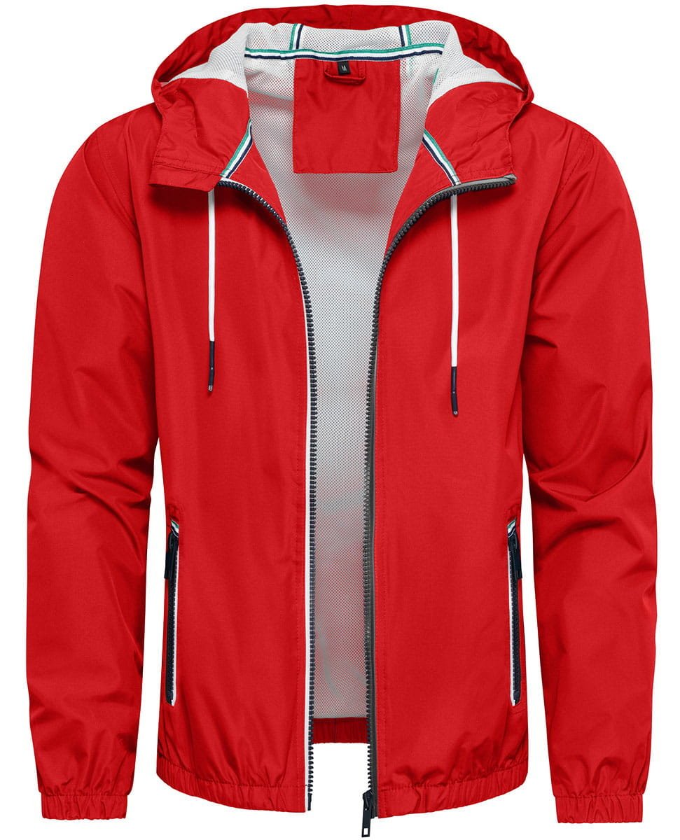 Kurtka męska wiatrówka z kapturem czerwona Recea - M