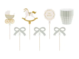 Zestaw dekoracji Baby shower - 6 szt. - Ciasta i półprodukty do ciast - miniaturka - grafika 1