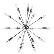 Lampy sufitowe - Beliani Lampa wisząca srebrna na 18 żarówek MAGUSE - miniaturka - grafika 1