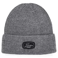 Czapki damskie - Blackskies Razor Beanie | męska damska czapka zimowa czapka wełniana czapka dzianinowa melanżowa czarna szara naszywka, szary, jeden rozmiar - miniaturka - grafika 1