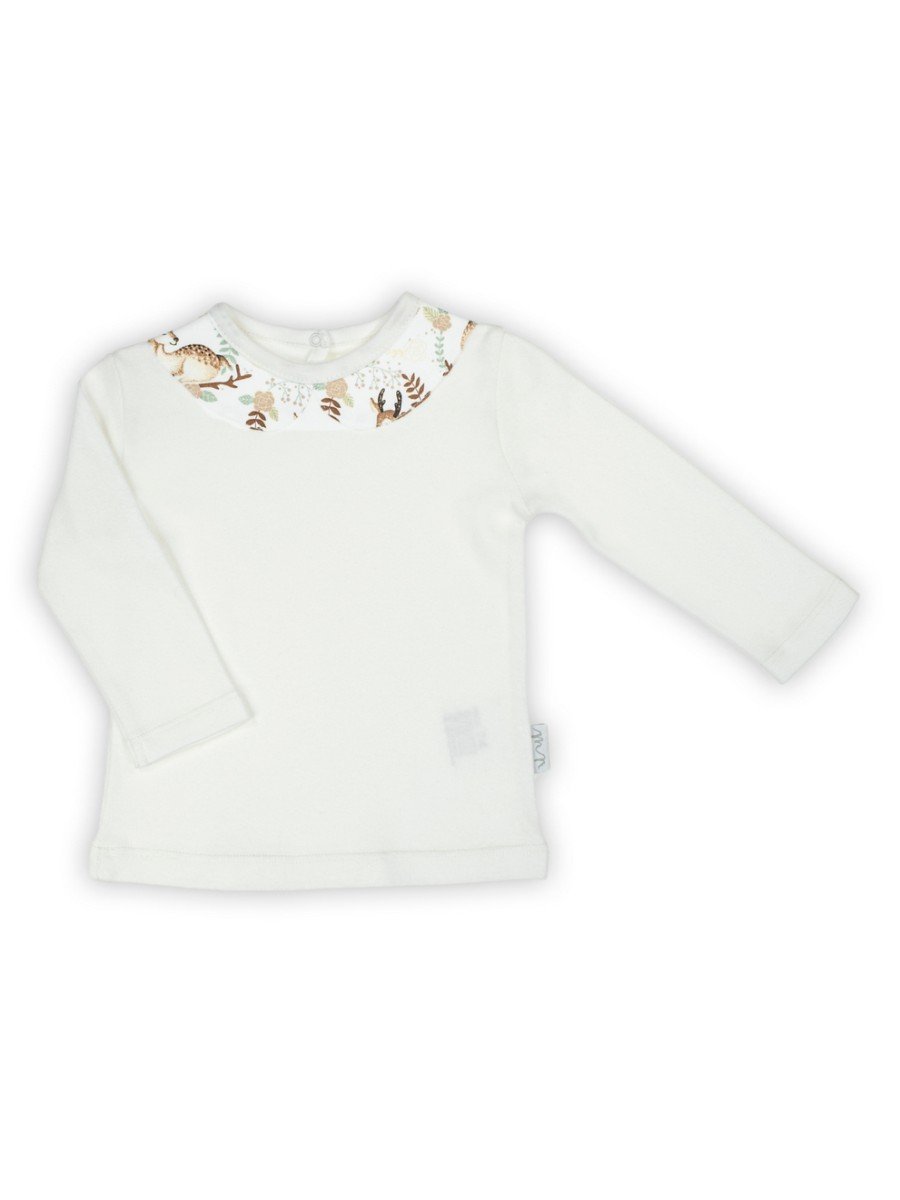 Dziewczęca bluzka bawełniana z długim rękawem kremowa Nicol,r.68