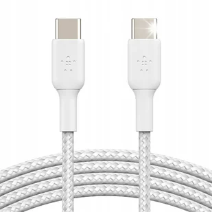Kabel w oplocie Belkin BoostCharge USB-C - USB-C PD 60W 480 Mb/s 2m Biały - Kamery cyfrowe - akcesoria - miniaturka - grafika 1