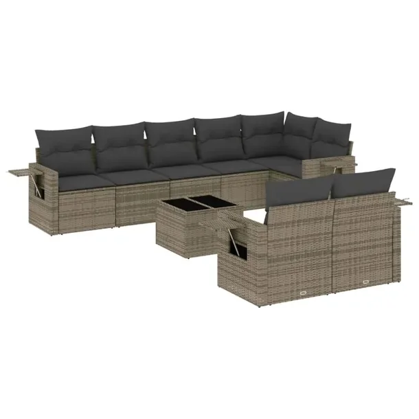 Zestaw wypoczynkowy rattan PE szary 62x62x69 cm