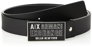 Armani Exchange Casualowa skóra wiązana, pasek z klamrą z logo, czarny, jeden rozmiar, czarny, jeden rozmiar - Paski - miniaturka - grafika 1