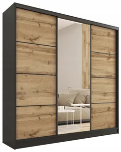 Szafa przesuwna z lustrem 180 cm czarny wotan Loft - Szafy - miniaturka - grafika 1