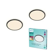 Lampy sufitowe - Philips Lampa sufitowa LED SuperSlim, możliwość ściemniania, czarny, biuro, tworzywo sztuczne, nowoczesny - miniaturka - grafika 1