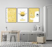 Dekoracje domu - Plakaty skandynawskie Bee Happy, Miś i pszczółki fromat A3 - miniaturka - grafika 1
