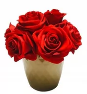 Sztuczne kwiaty - RÓŻA CZERWONA SZTUCZNA doniczka na parapet stół dekoracja prezent kwiaty - miniaturka - grafika 1