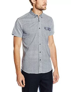 Koszule męskie - Gabicci Męska koszula w kropki z krótkim rękawem Slim Fit Casual Shirt, Biały/niebieski (biały), S - grafika 1
