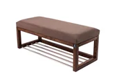 Ławki do przedpokoju - Ławka na buty LPG-4 140cm EMRAWOOD drewno lite kolor orzech siedzisko gładkie kolor brązowy - miniaturka - grafika 1
