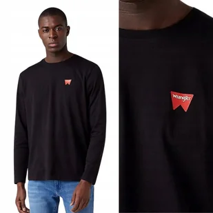 Wrangler LS SIGN OFF TEE CZARNA KOSZULKA DŁUGI RĘKAW MAŁE LOGO REGULAR XXL - Koszulki męskie - miniaturka - grafika 1