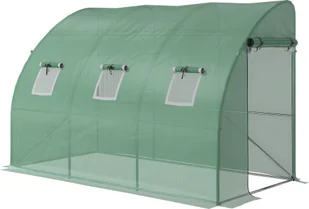 Szklarnia foliowa Outsunny szklarnia do pomidorów z oknem z siatki, szklarnia ze zwijanymi drzwiami, propagator z ochroną UV, zielona, 300 x 150 x 197 cm - Szklarnie ogrodowe - miniaturka - grafika 1