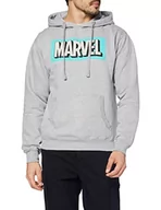 Bluzy męskie - MARVEL Męska bluza z kapturem z logo retro, wrzos szary, L - miniaturka - grafika 1