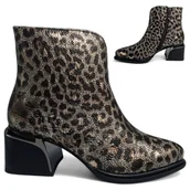 Botki damskie - Botki Damskie SKÓRZANE Eleganckie na Obcasie Jesienne Wsuwane Barski 37 - miniaturka - grafika 1