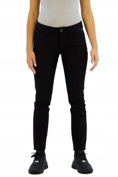 REPLAY CZARNE RURKI JEANSY BAWEŁNIANE Z PRZETARCIAMI 33/32 JQA