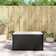 Ławki ogrodowe - vidaXL Ławka ogrodowa z poduszką, czarna, 116x46x57 cm, polirattan - miniaturka - grafika 1