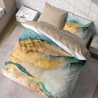 Pościel - Pościel z bawełny satynowej, Minerals 009, złoty piasek i ocean, 160x200 cm, 3-częściowa - miniaturka - grafika 1