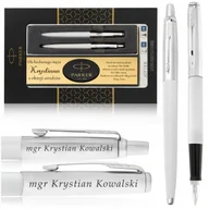 Zestawy piśmiennicze - ZESTAW PARKER JOTTER BIAŁY / DŁUGOPIS+PIÓRO+GRAWERY + TABLICZKA Z DEDYKACJĄ - miniaturka - grafika 1