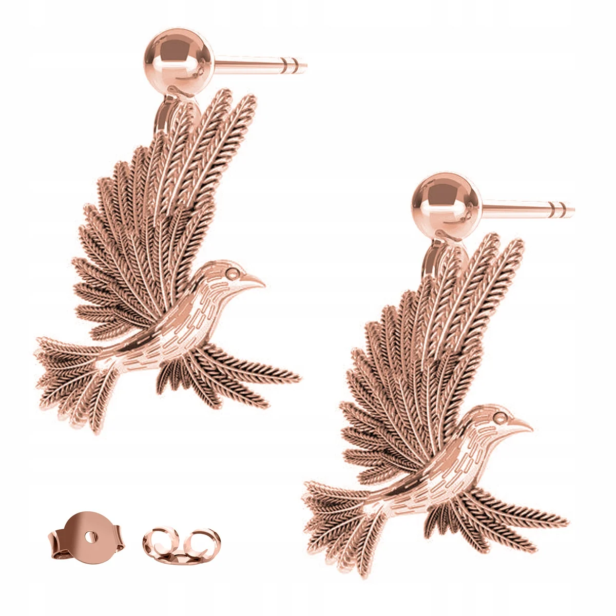 Kolczyki Pozłacane Koliber Kolibry Ptaki Bird Ptaszki Origami SREBRO 925