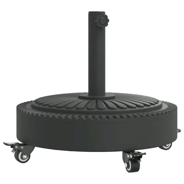 Podstawa pod parasol czarna 45 x 41 cm z betonem i kółkami