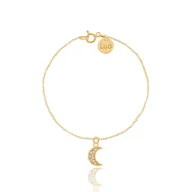 Bransoletki - Bransoletka srebrna pozłacana z księżycem i kryształkami - miniaturka - grafika 1