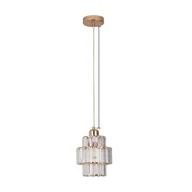 Lampy sufitowe - Kryształowy żyrandol, nowoczesny design, oświetlenie LED, złoty 2, bez żarówki - miniaturka - grafika 1