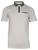Koszulki męskie - Kremowo-Szara Koszulka Polo -CHIAO- 100% Bawełna, Męska, Krótki Rękaw - Chiao - miniaturka - grafika 1