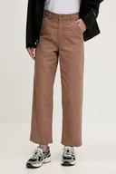 Spodnie sportowe damskie - The North Face spodnie bawełniane Cedar Canvas Work damskie kolor brązowy proste high waist NF0A8B9D6IH1 - miniaturka - grafika 1