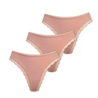 Majtki damskie - Marilyn Poupée Infinity stringi z bawełny z koronkowym obszyciem, kolor naturalny, rozmiar L, 3 sztuki w opakowaniu, naturalny, L - miniaturka - grafika 1