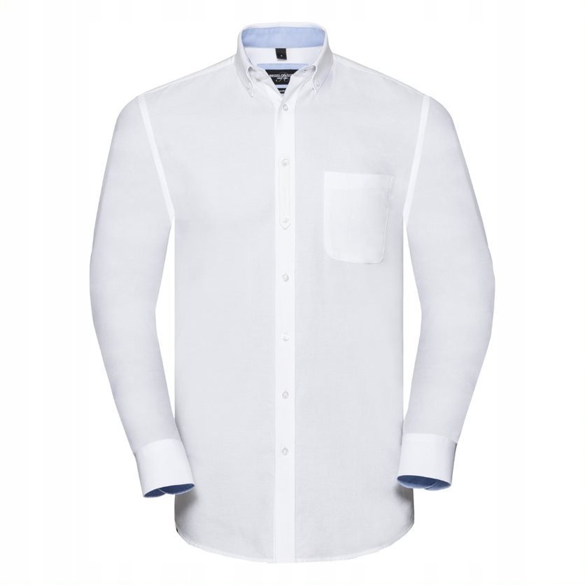 Koszula męska z długim rękawem Oxford Biały/Niebieski r. 2XL