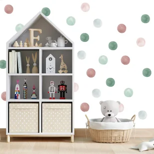 NAKLEJKI NA ŚCIANĘ DLA DZIECI SAMOPRZYLEPNE DO POKOJU DZIECKA Ozdoba Kropki - Naklejki na ścianę - miniaturka - grafika 1