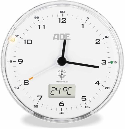 ADE Zegar z termometrem, średnica 8 x 4 cm, biały