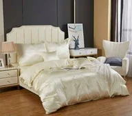 Pościel - Spod Igły I Nitki Pościel atłasowa z haftem 220x200 kremowa AT005 - miniaturka - grafika 1