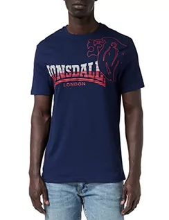 Koszulki męskie - Lonsdale Męski T-shirt Melplash, navy/red/white, S - grafika 1
