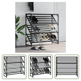 The Living Store Stojak na buty szary Sonoma 90x30x85 cm Materiał drewnopochodny - Szafki na buty The Living Store Stojak na buty szary Sonoma 90x30x85 cm Materiał drewnopochodny - Szafki na buty - miniaturka - grafika 1