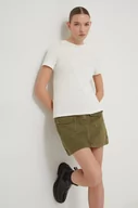 Koszulki sportowe damskie - Desigual t-shirt damski kolor beżowy - miniaturka - grafika 1
