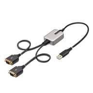Adaptery i przejściówki - StarTech 2P1FFC-USB-SERIAL zmieniacz płci / kabli USB-A 2 x DB-9 RS-232 Czarny, Szary - miniaturka - grafika 1
