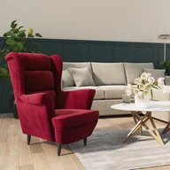 Fotele - vidaXL Lumarko Fotel w kolorze winnej czerwieni, aksamitny 324064 - miniaturka - grafika 1