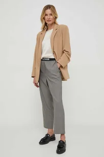 Tommy Hilfiger spodnie damskie kolor szary proste high waist - Spodnie damskie - miniaturka - grafika 1