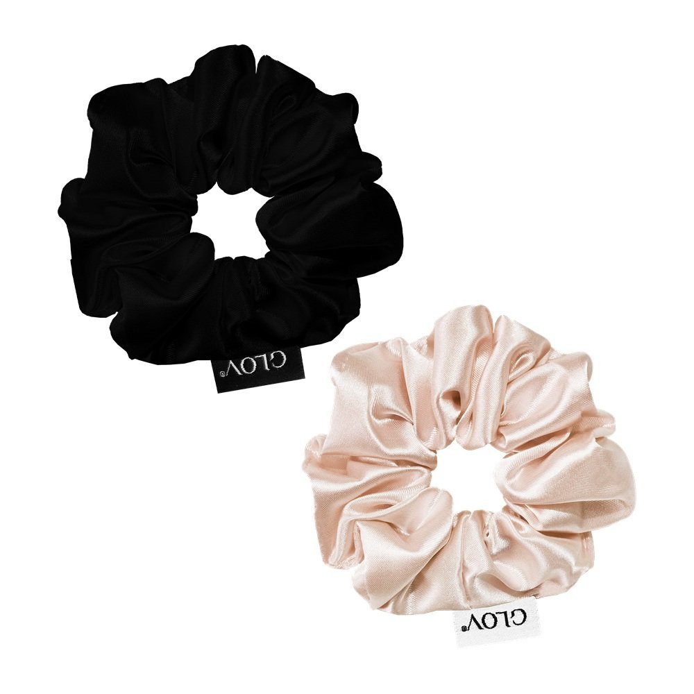 Glov Satin Scrunchies Satynowe Gumki do włosów M Champagne/Black 2 Sztuki