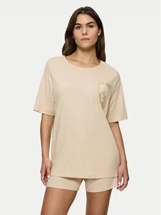 Triumph Piżama Endless Comfort 10222572 Beżowy Relaxed Fit - Piżamy damskie - miniaturka - grafika 1