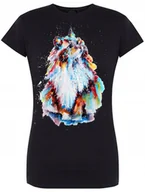 Koszulki i topy damskie - T-Shirt damski nadruk Kolorowy Kot Rozm.S - miniaturka - grafika 1