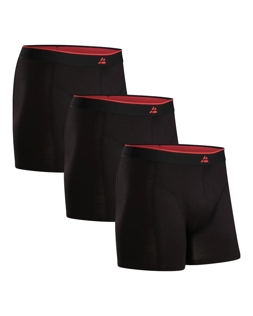 DANISH ENDURANCE Męskie Bokserki Bambusowe, 3-Pak, Czarny/Czerwony 3-pack, L