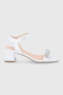 Sandały damskie - Guess sandały skórzane damskie kolor biały na słupku - grafika 1