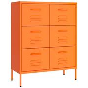 Szafki do salonu - shumee Szafka z szufladami pomarańczowa 80x35x101,5 cm stalowa - miniaturka - grafika 1