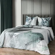 Pościel - Pościel satynowa ARTIST 220x200 Eva Minge Eurofirany jasnoszara w ciemno miętowy wzór - miniaturka - grafika 1