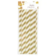 Słomki do napojów - Słomka papierowa złote paski 12 sztuk - miniaturka - grafika 1